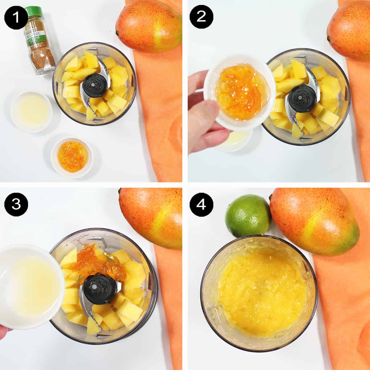 Steps to make mango dipping sauce.