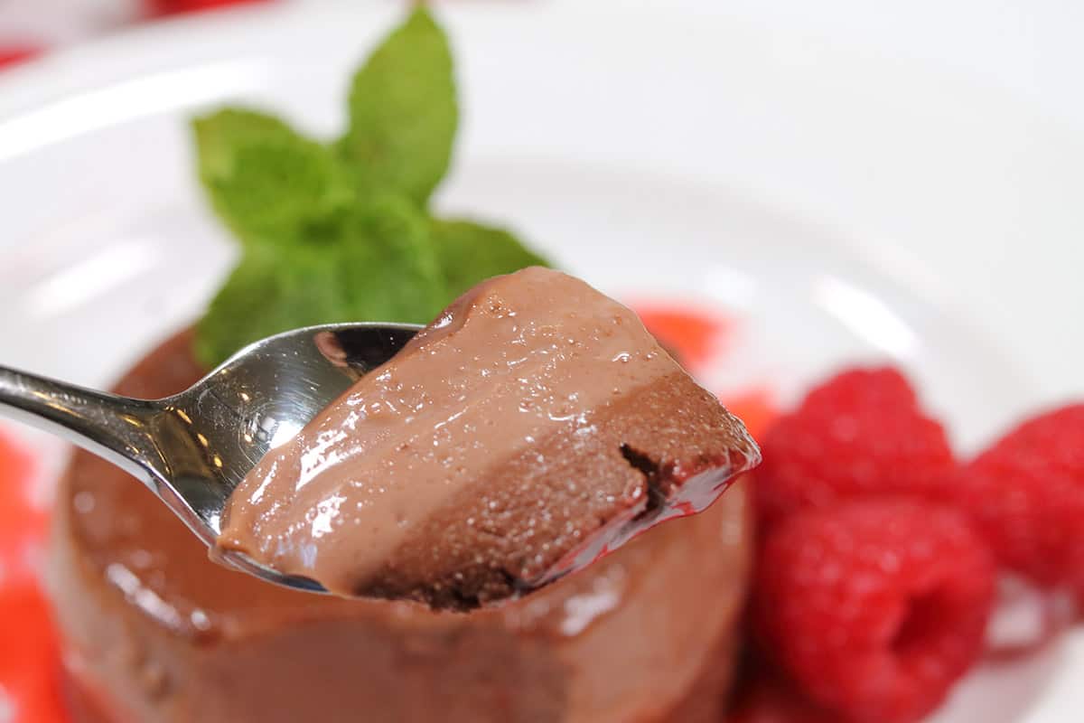 Closeup of bite on spoon.