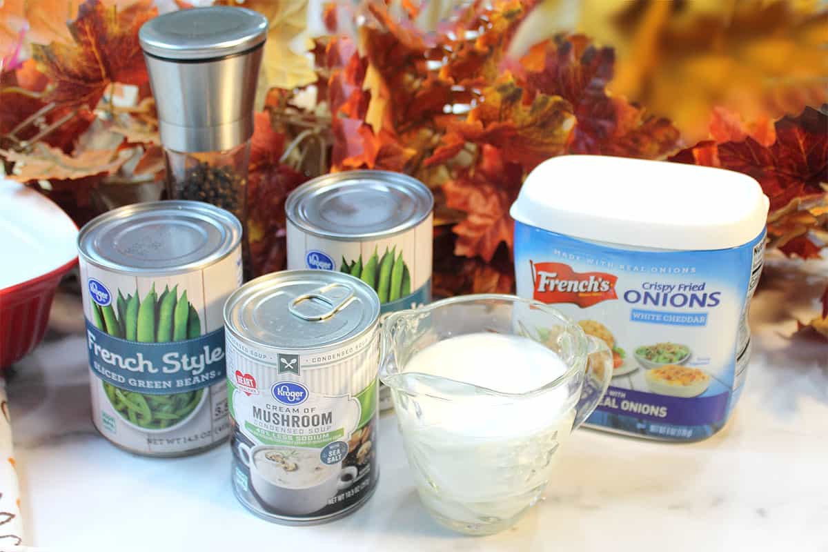Ingredients for Easy Green Bean Casserole.