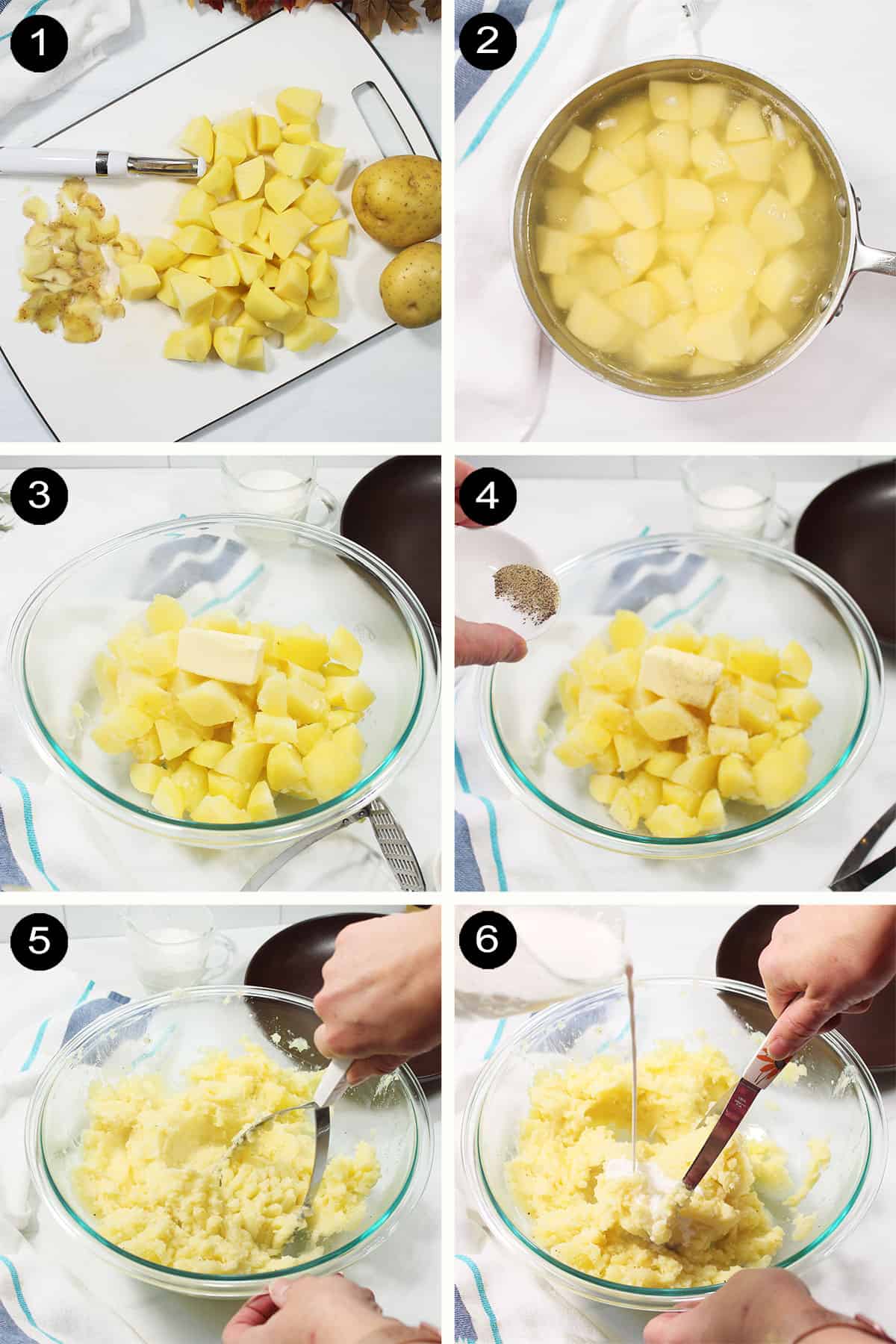 Steps on how to make mashed potatoes.