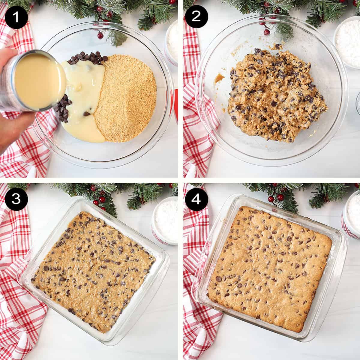 Graham cracker bars prep steps.