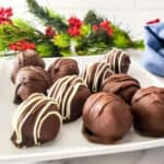 Closeup of kahlua chocolate truffles.