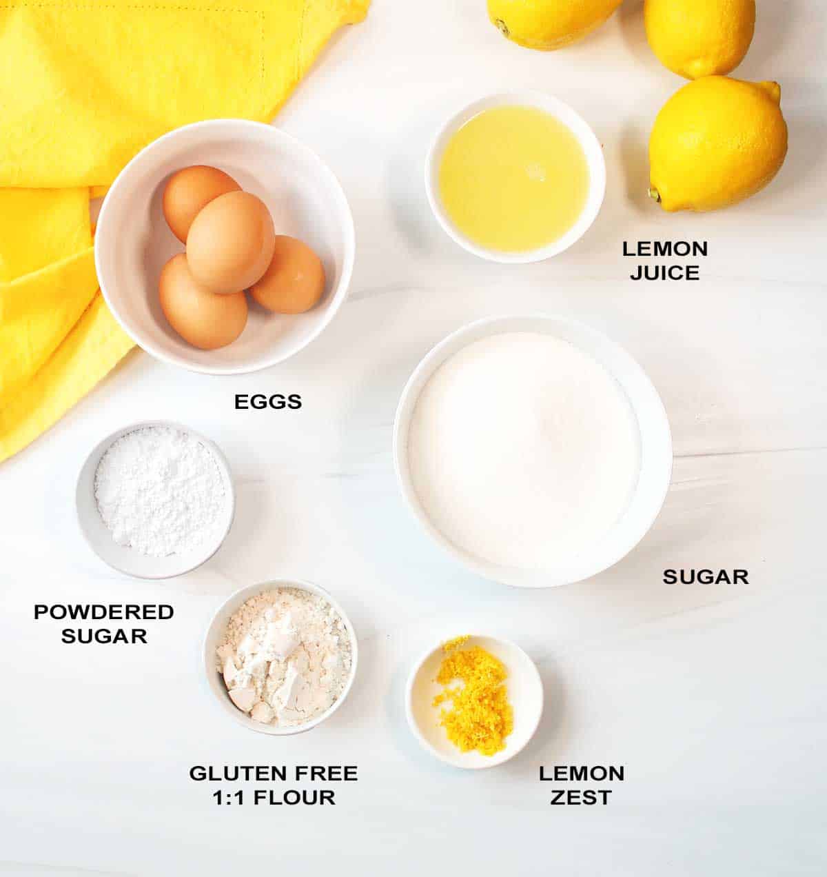 Lemon bar custard filling ingredients.