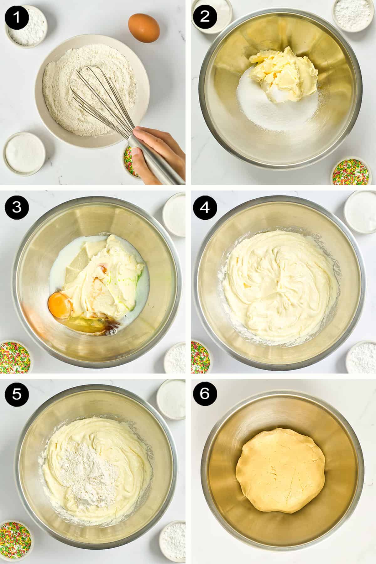 Steps to make cookie dough.