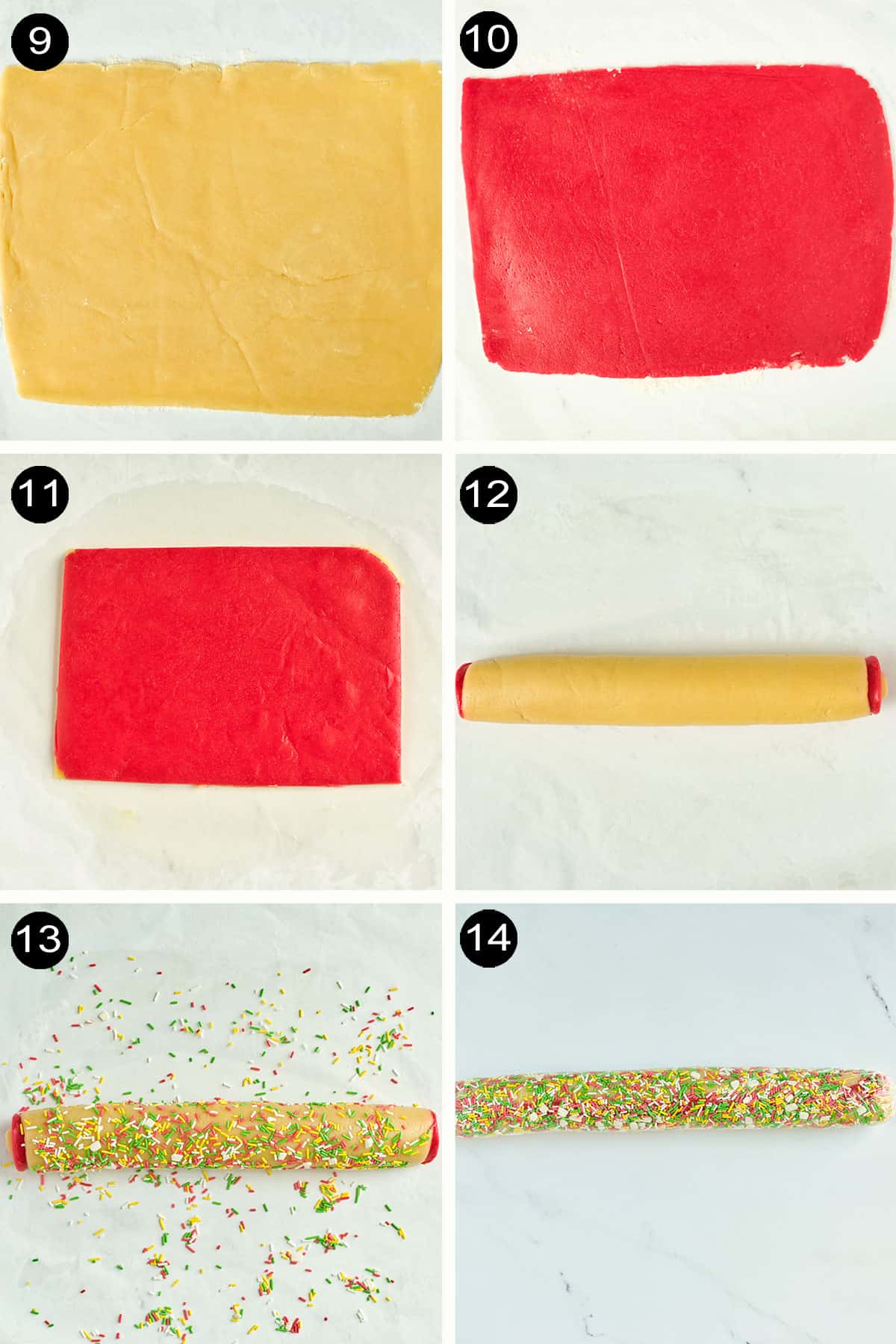 Steps to assemble peppermint pinwheels.