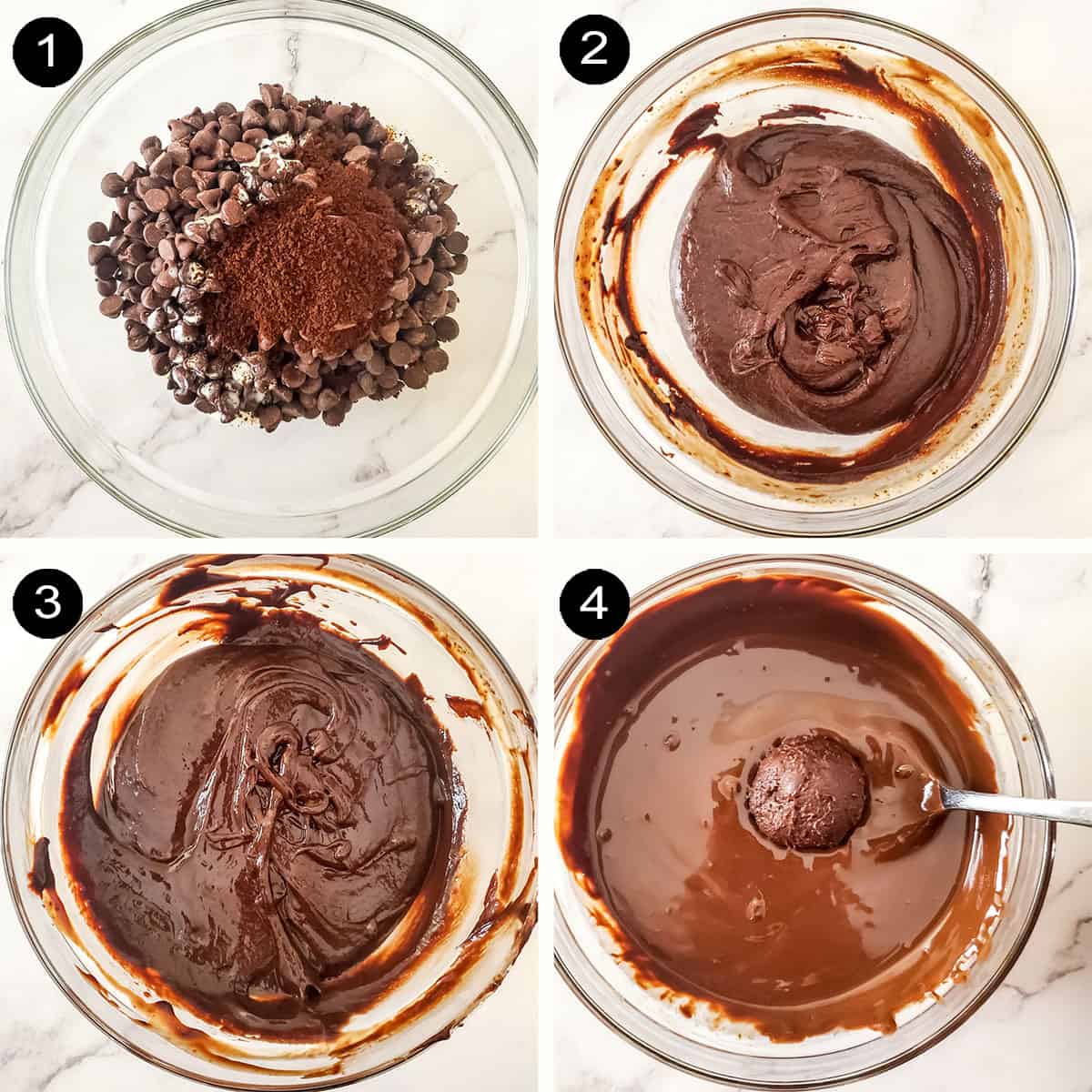 Steps 1-4 to make truffles.