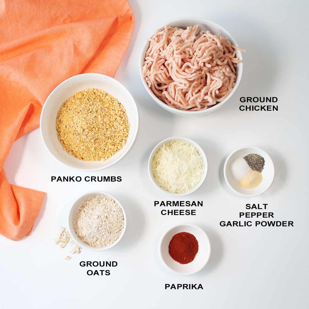 Baked chicken nuggets ingredients.