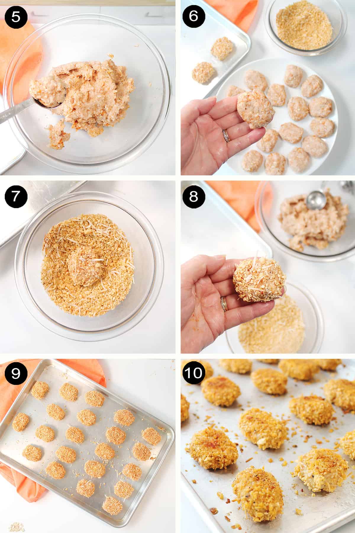 Steps to make gluten free nuggets.