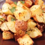Closeup of golden potatoes.