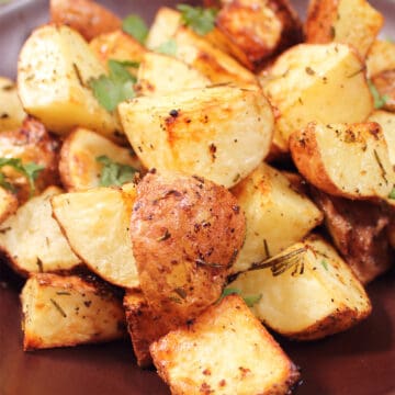 Closeup of golden potatoes.