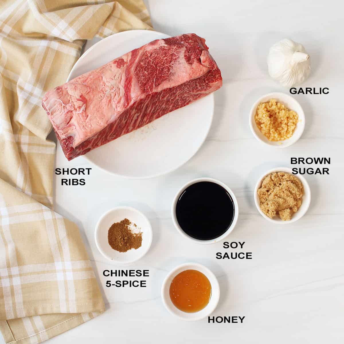 Ingredients for slow cooker short ribs.
