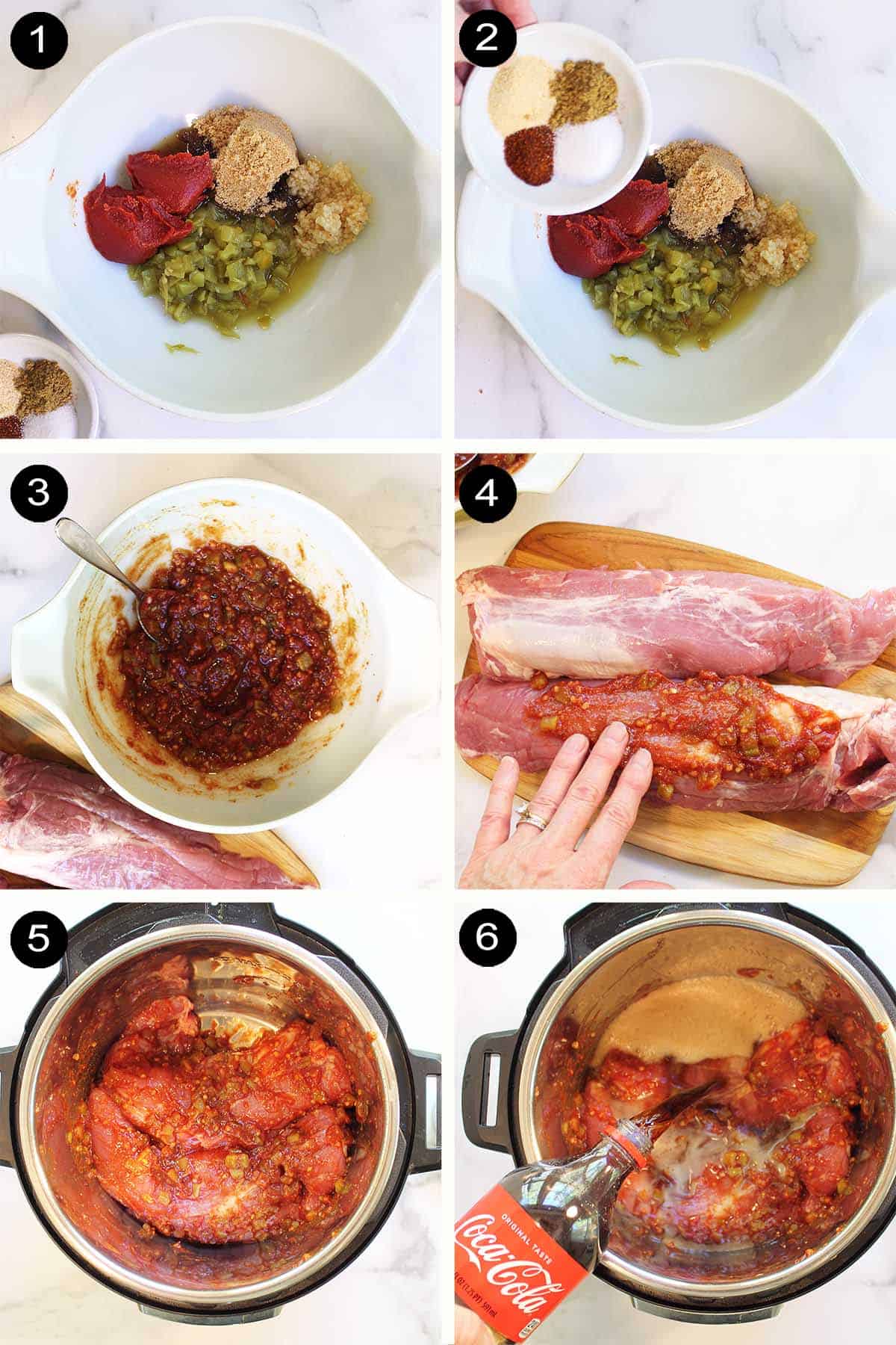 Steps to prepare slow cooker pulled pork.