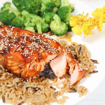 Glazed salmon recipe's flaky baked fish.