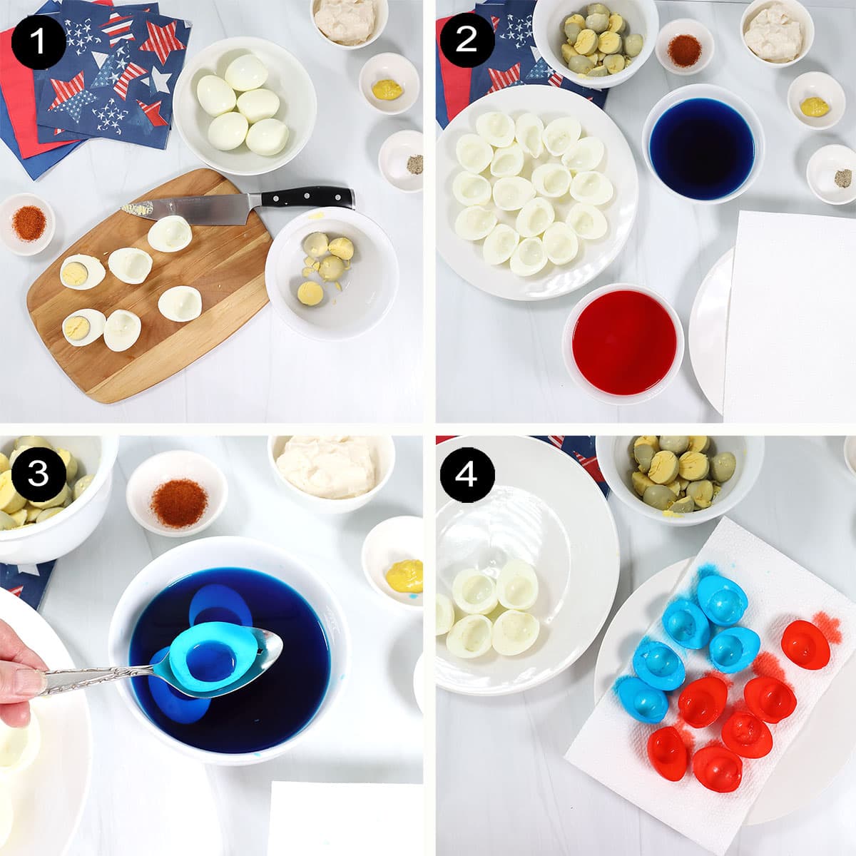 Prep steps for how to color eggs.