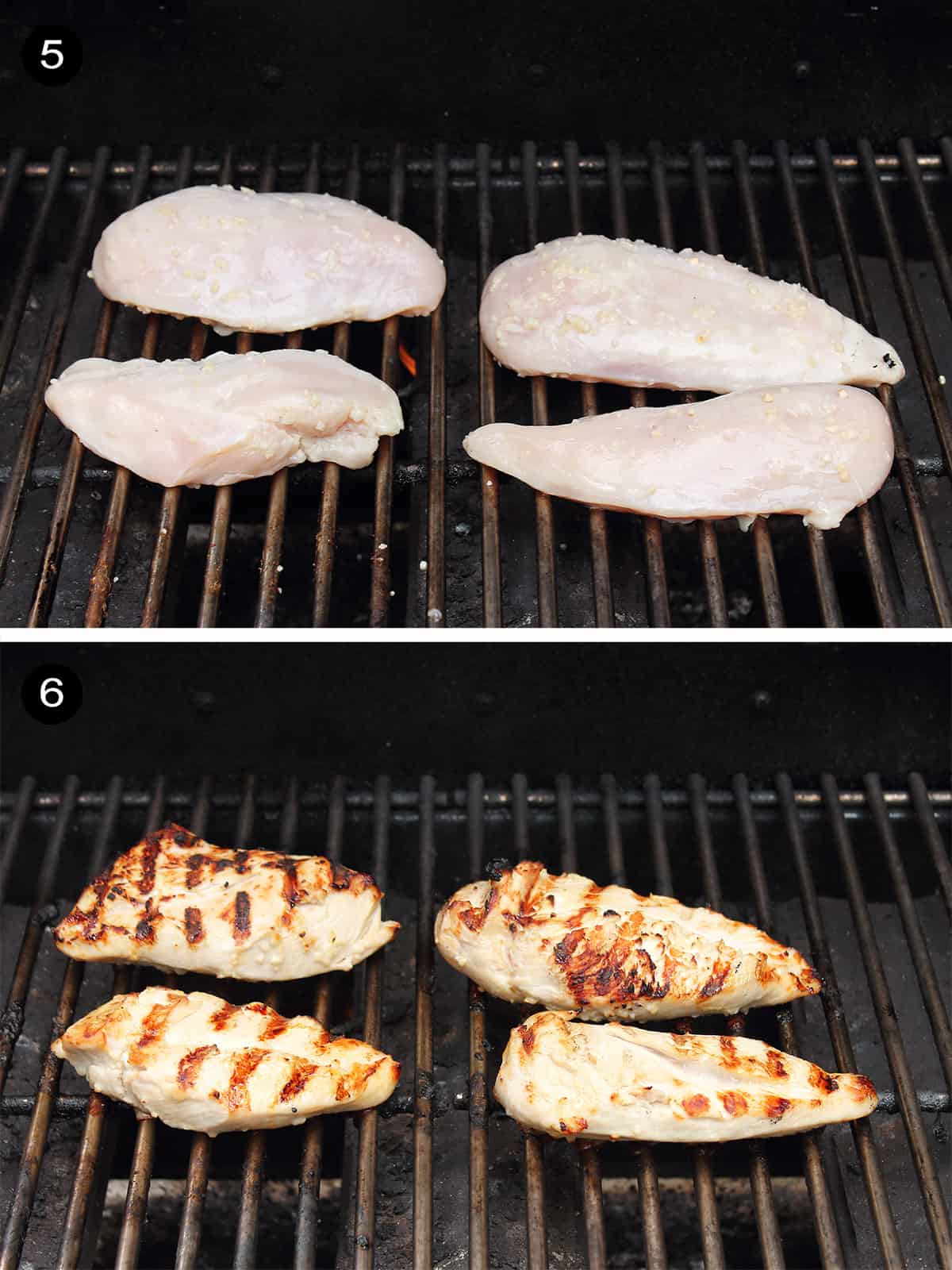 Grilling chicken steps.