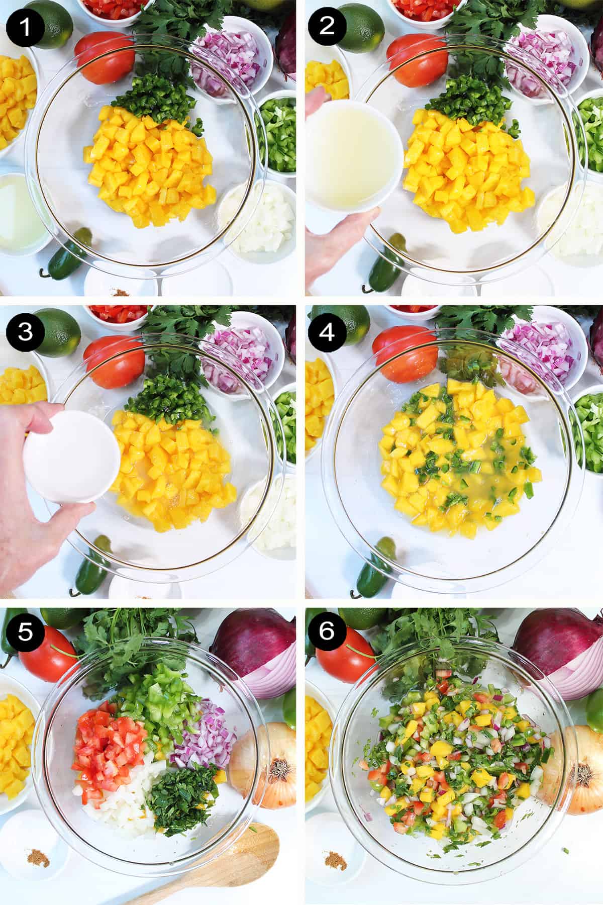 Steps to make Mango Salsa.