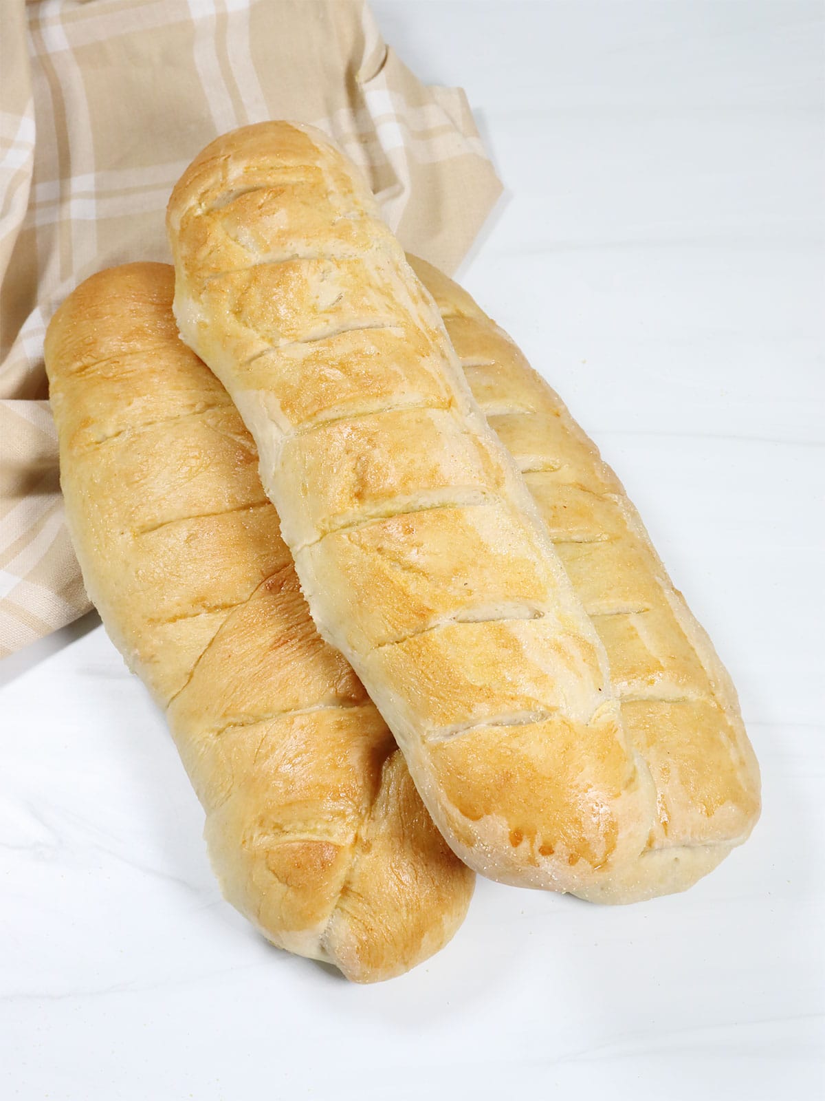 Baked loaves of French Bread.