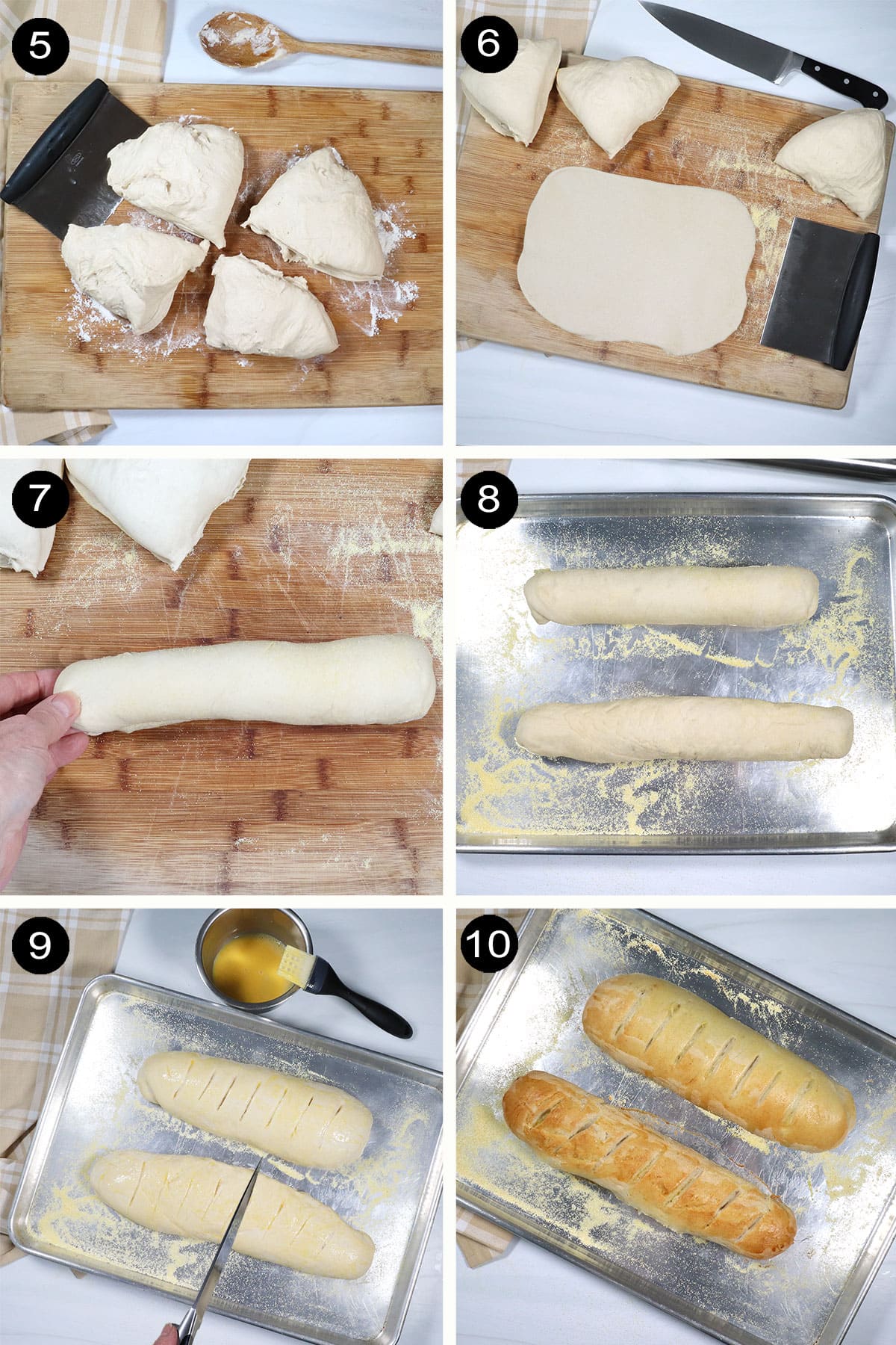 Steps to form and bake this easy French Bread recipe.