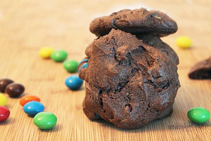 Chocolate Candy Cookies stacked whole