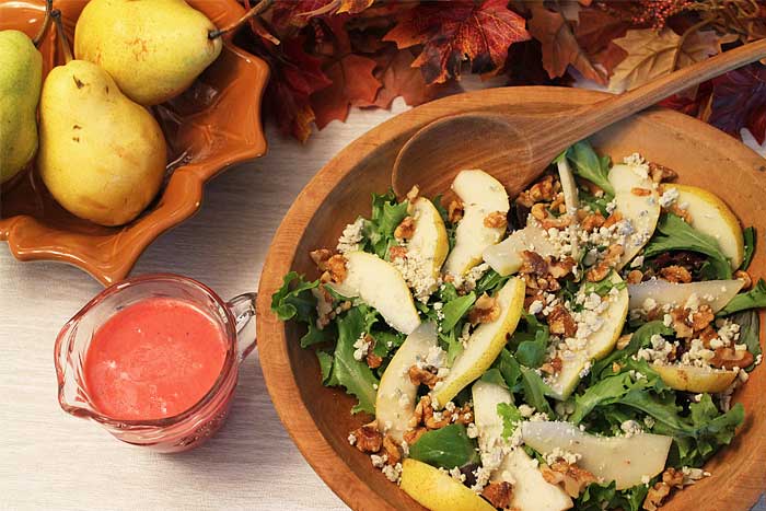 Pear Walnut Gorgonzola Salad overhead