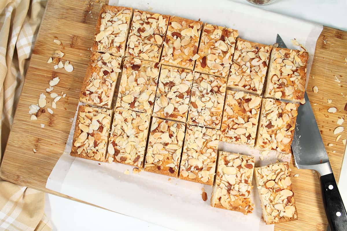 Cutting the cookies into bars.
