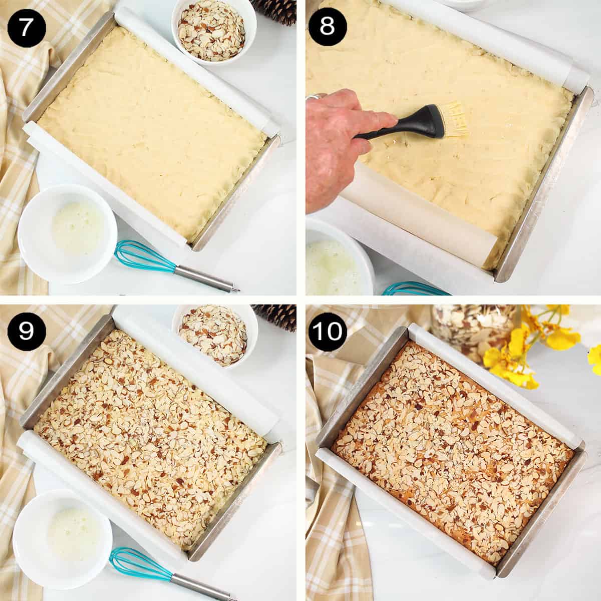 Finishing steps for almond bars.
