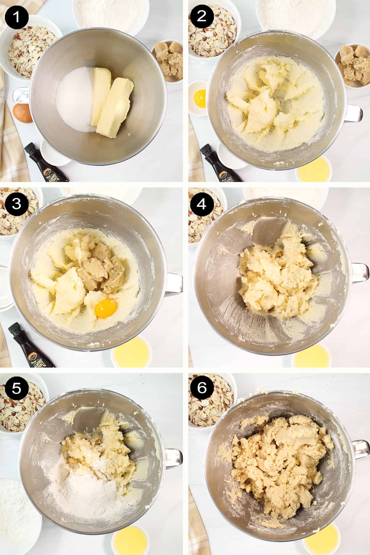 Steps to make shortbread cookie dough.