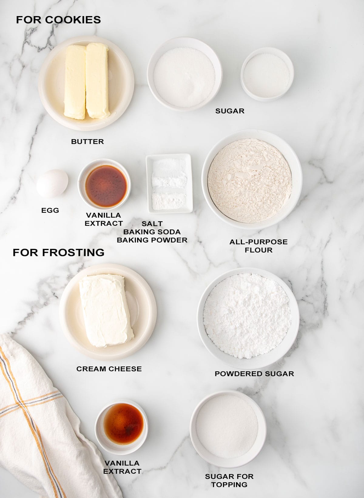 Ingredients for creme brulee cookies recipe.