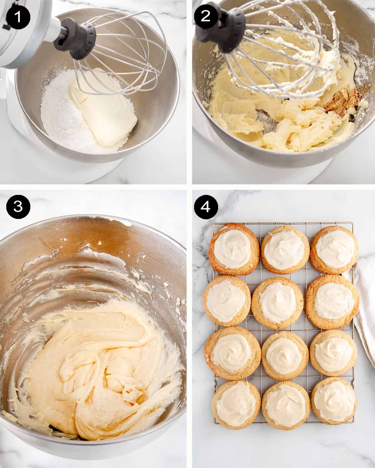 Steps to make cream cheese frosting.