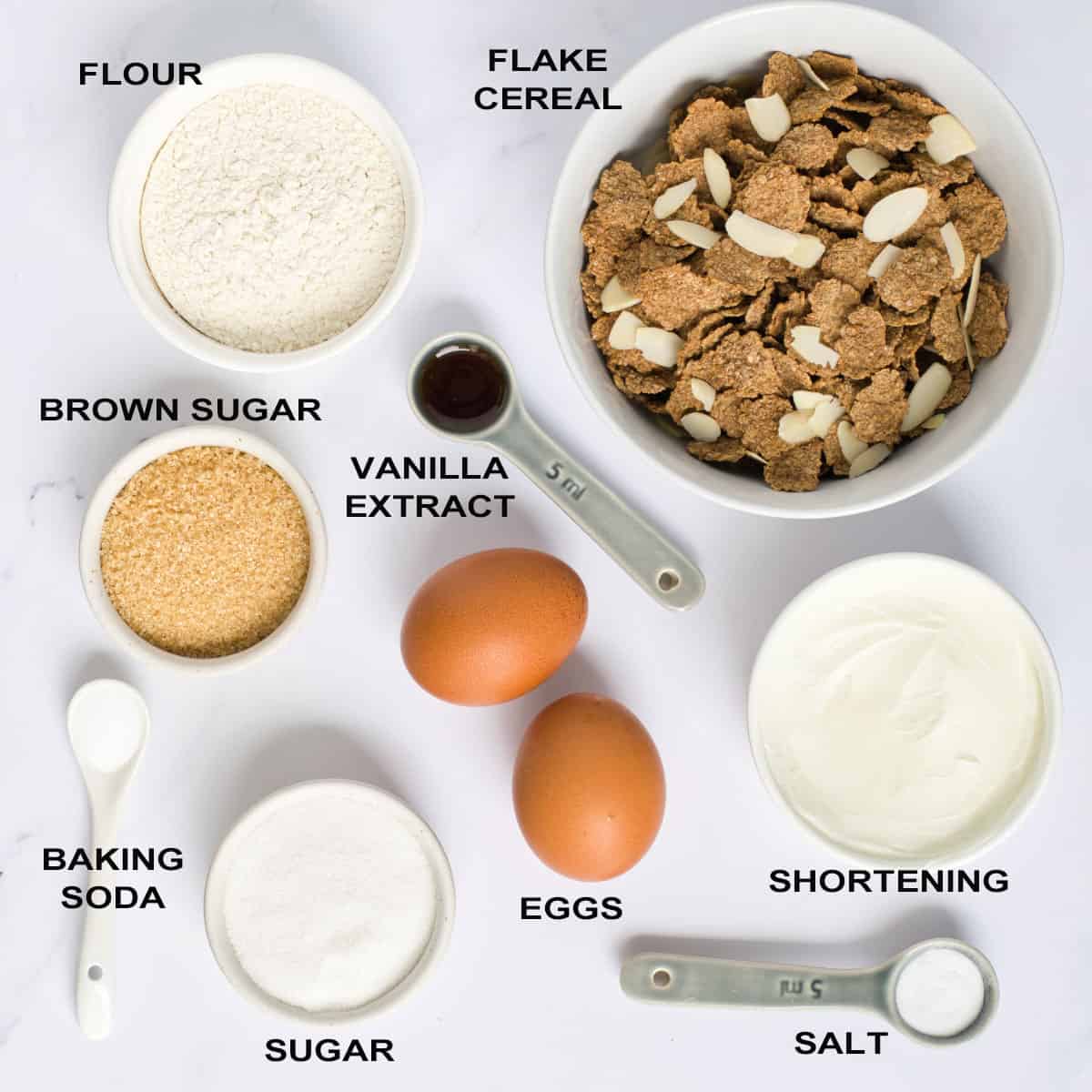 Ingredients for cereal cookies.