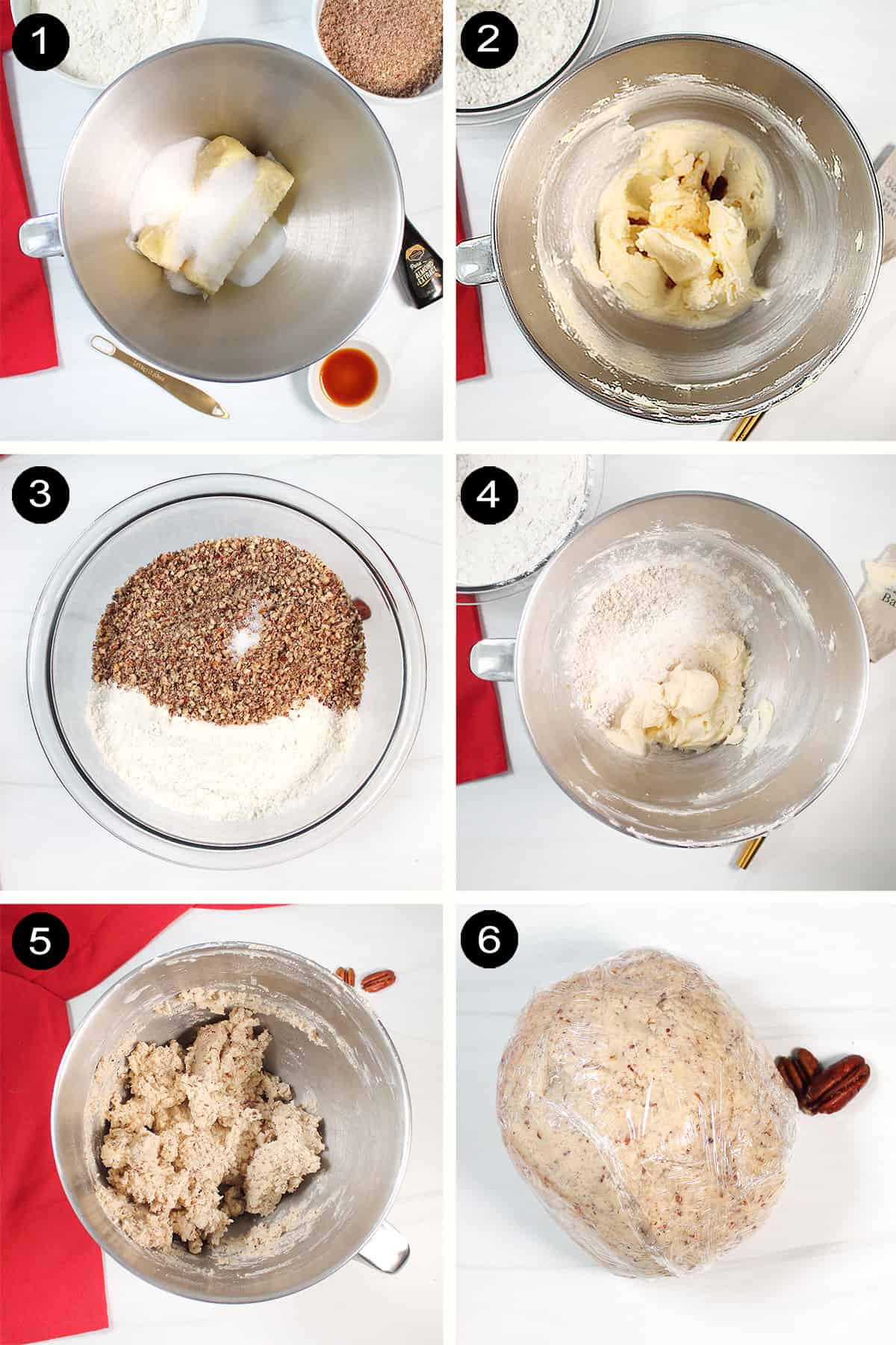 Steps to make shortbread dough.
