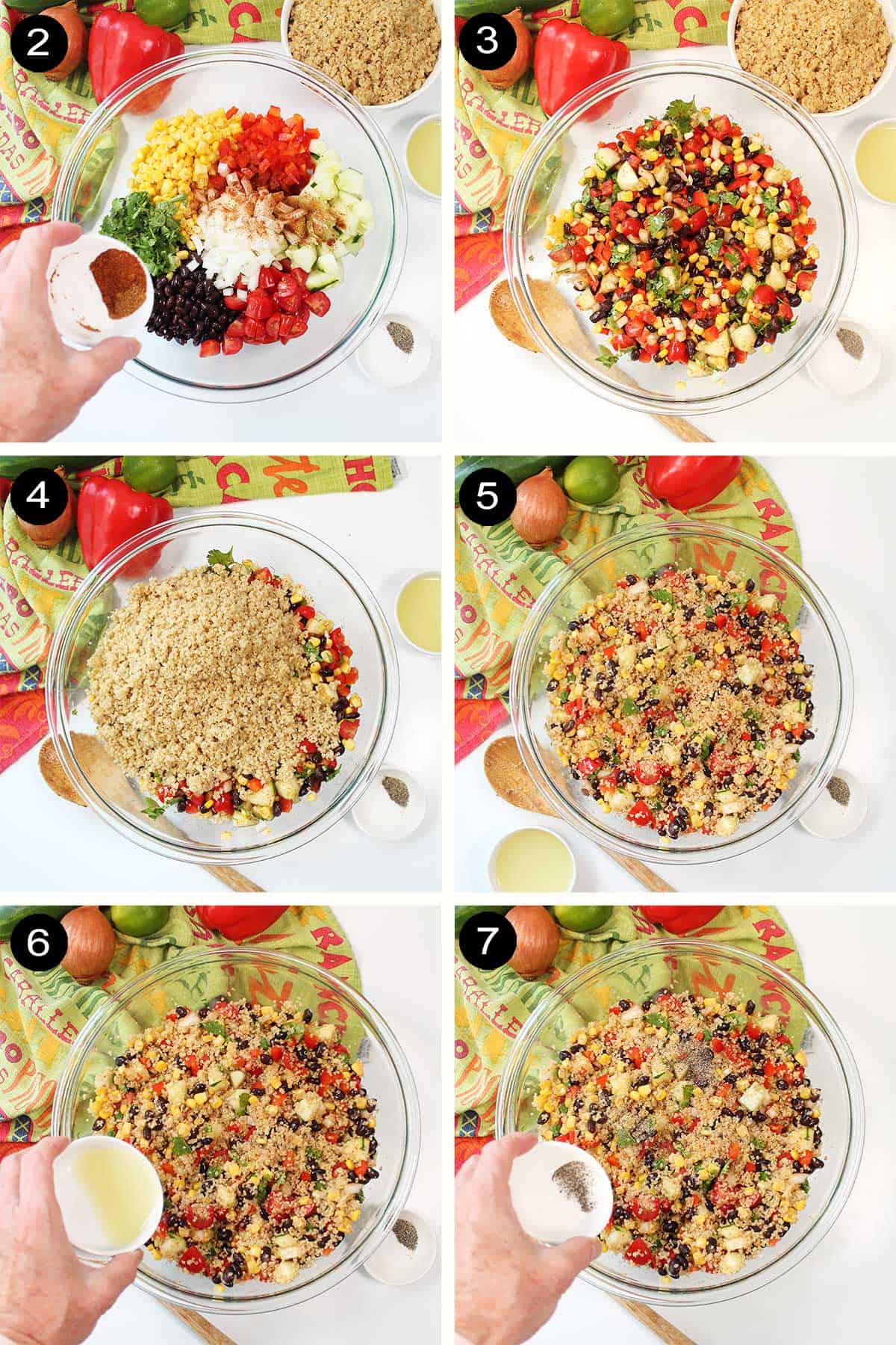 Steps to make black bean quinoa salad.