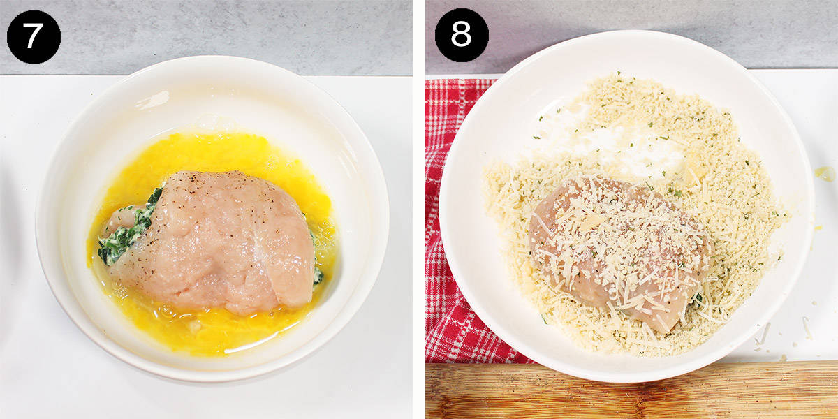 Steps to coat chicken.