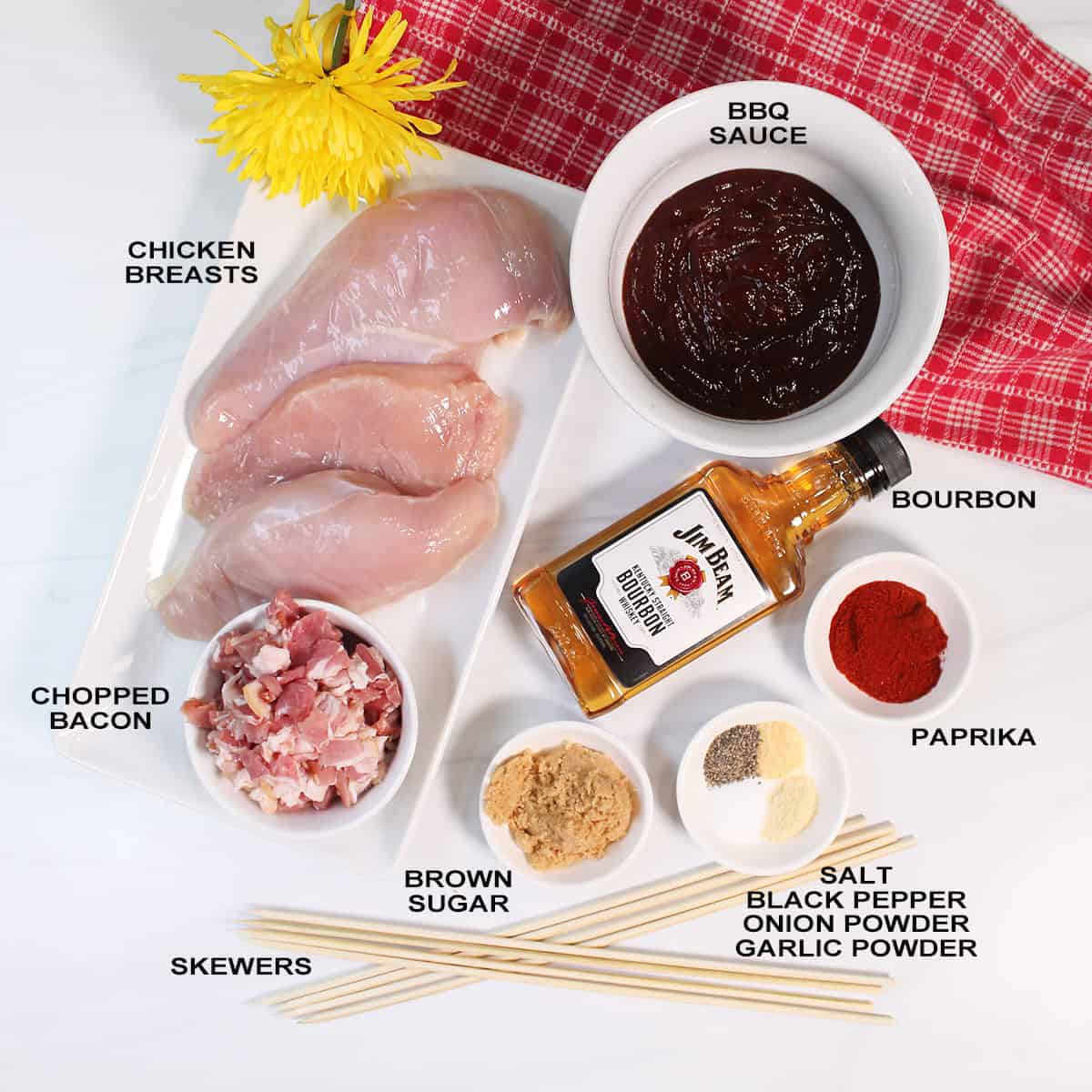 Ingredients for BBQ Chicken Skewers.