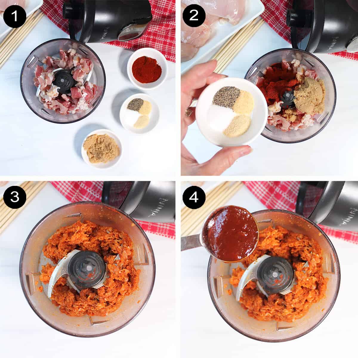 Steps to make bacon paste.