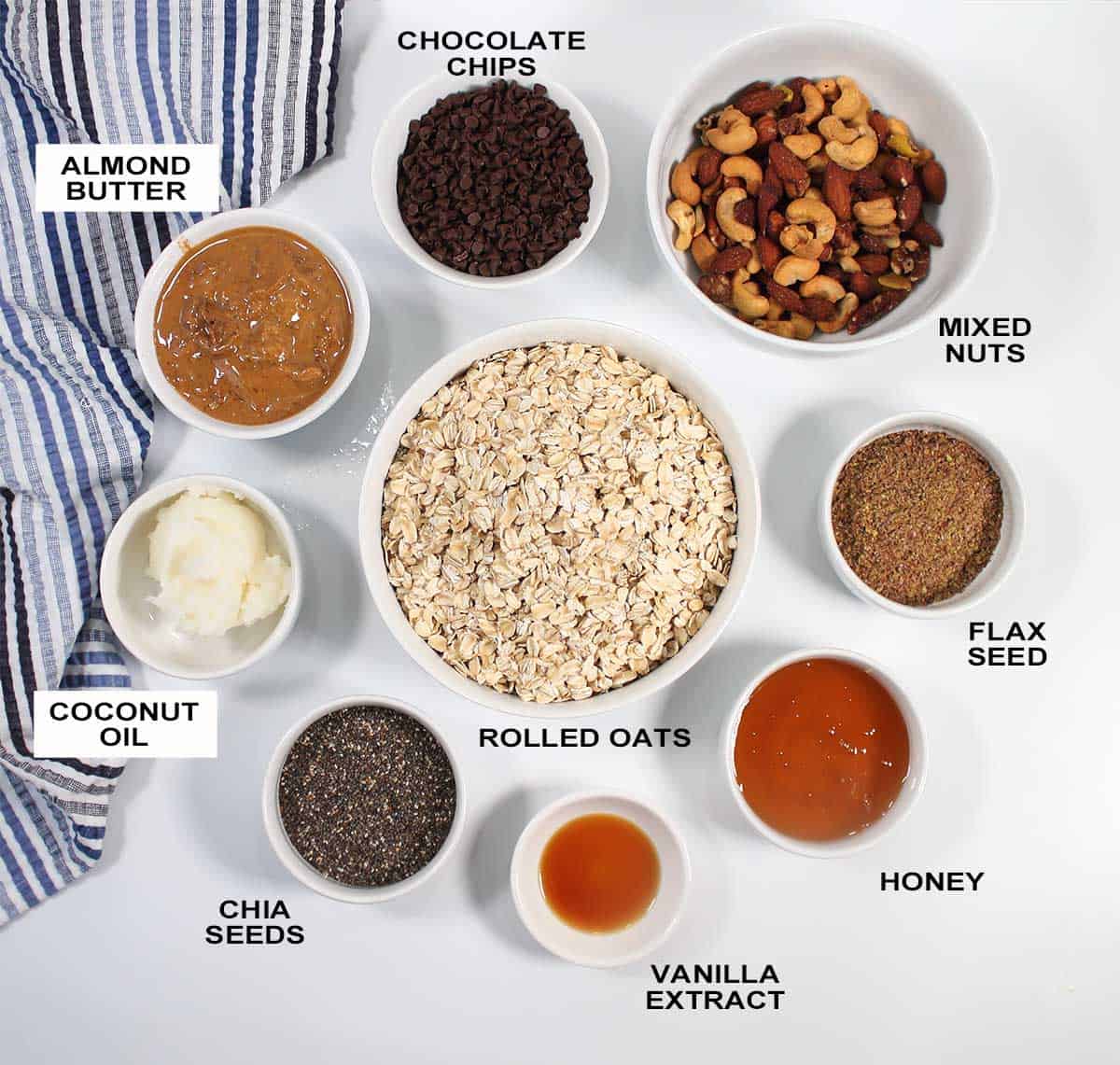 Ingredients for almond butter granola.