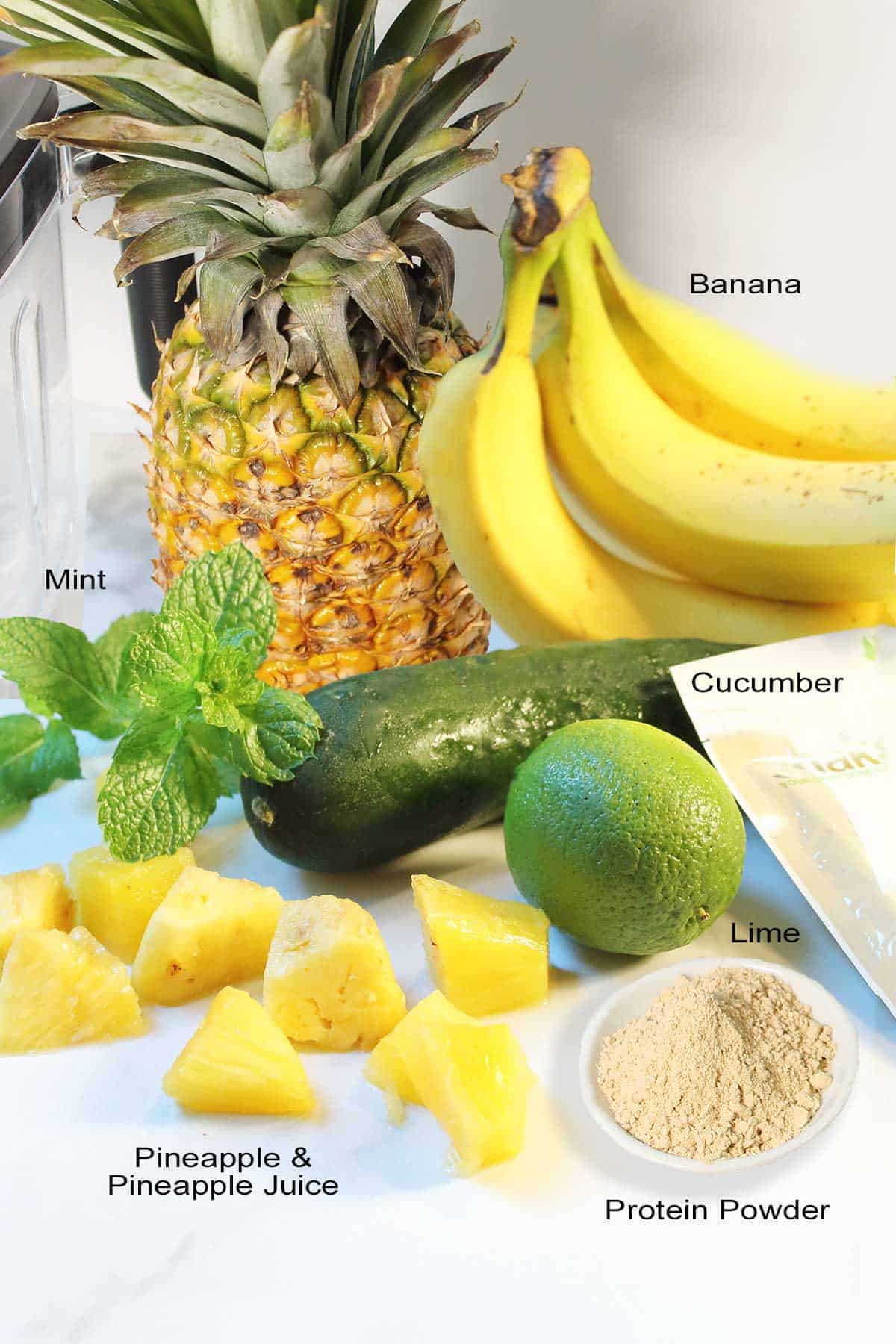 Ingredients for Banana Pineapple Smoothie.