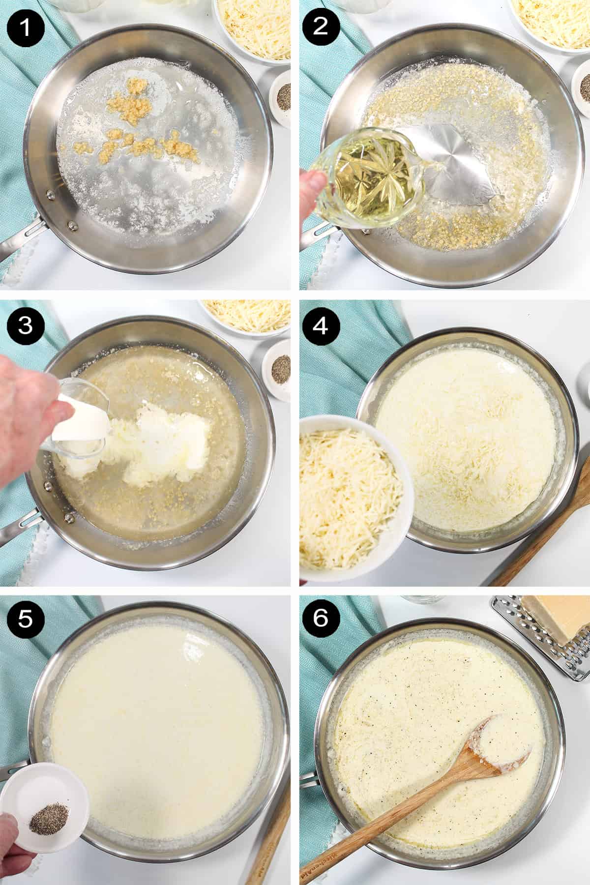 Steps to make asiago sauce.