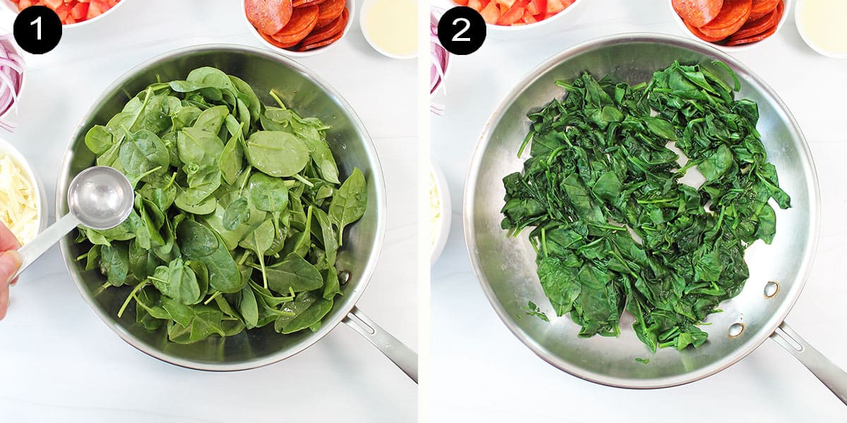 Steps to prep spinach.