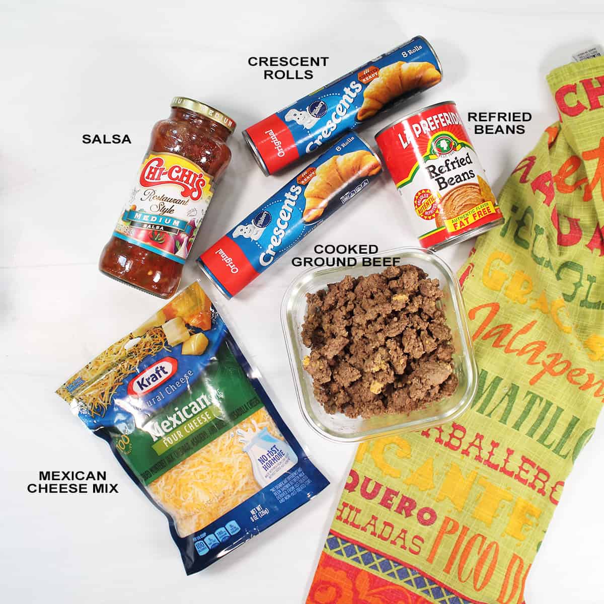 Ingredients for Taco Crescent Roll.