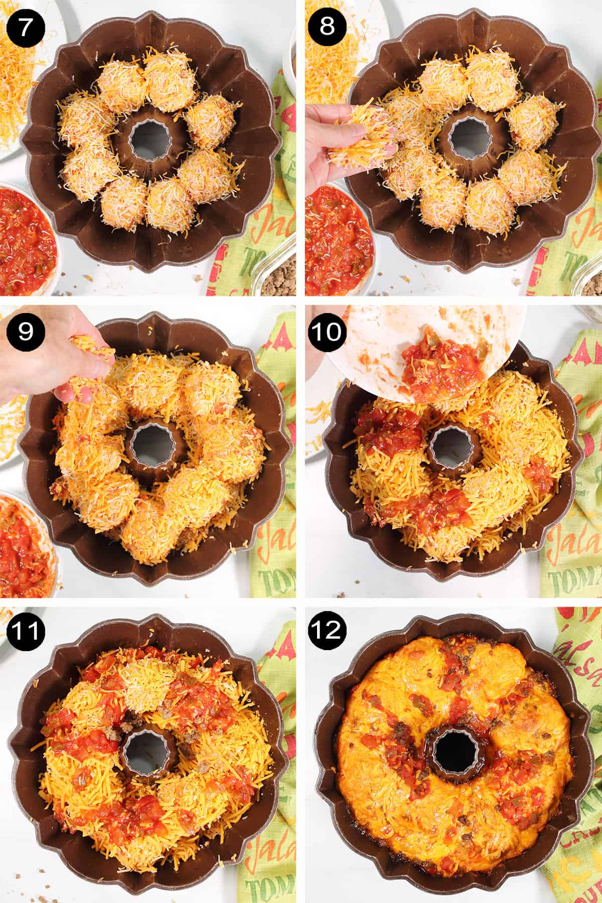 Steps to assemble taco roll.