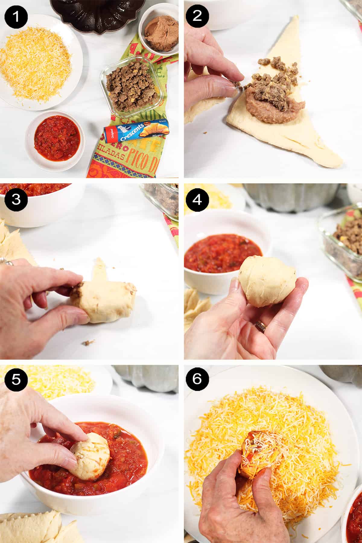 Steps to make taco bundles.