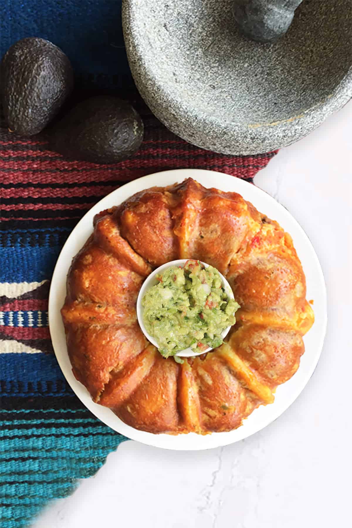 Crescent Roll Taco Ring with molcajete.