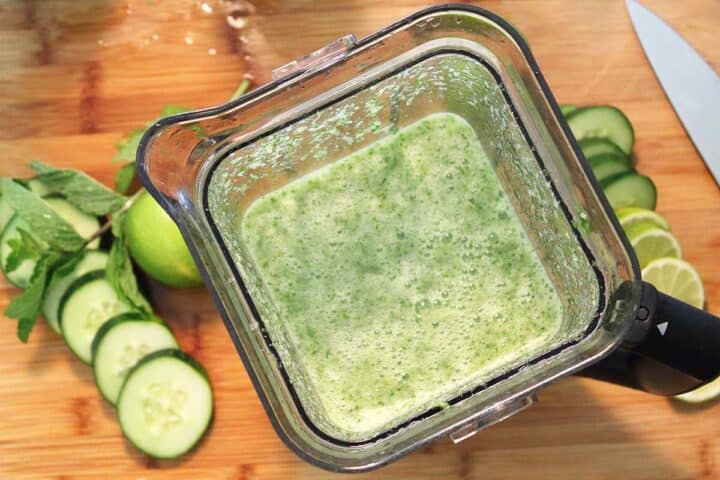 Blended summer cocktail in blender.