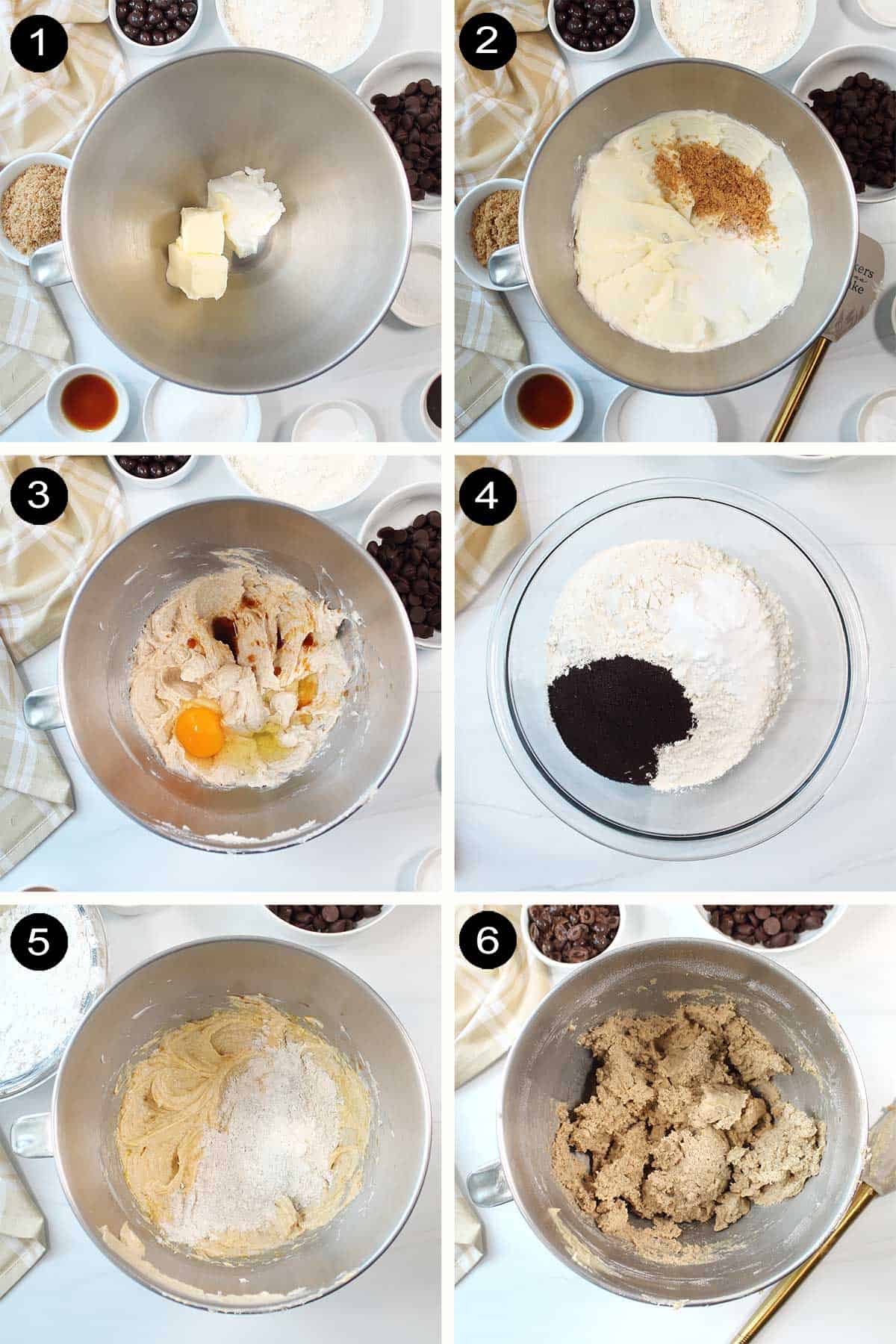 Prep steps to make espresso cookies.