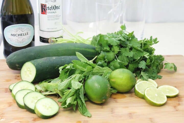 Ingredients for cucumber cocktail.