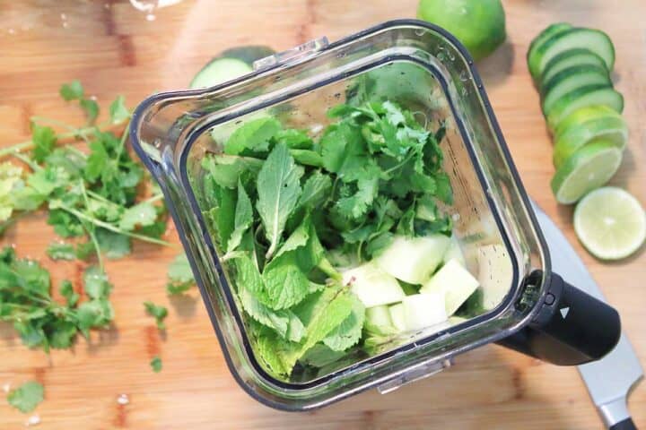 Placing all ingredients in blender.