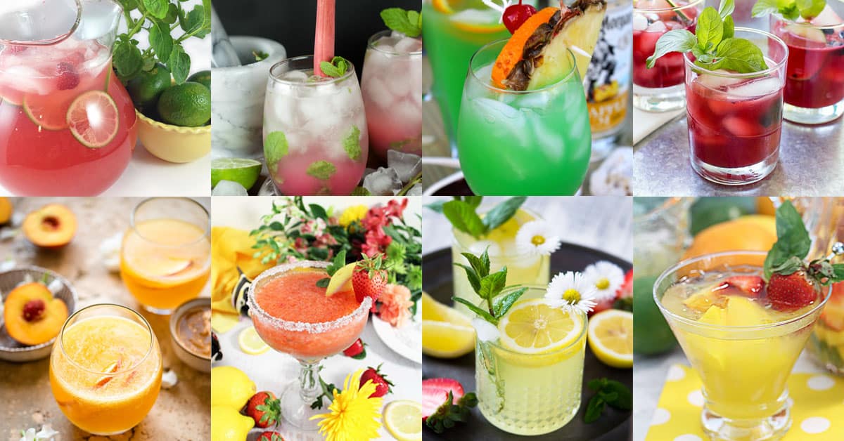 Collage of some of the top 20 summertime drinks listed in the post.