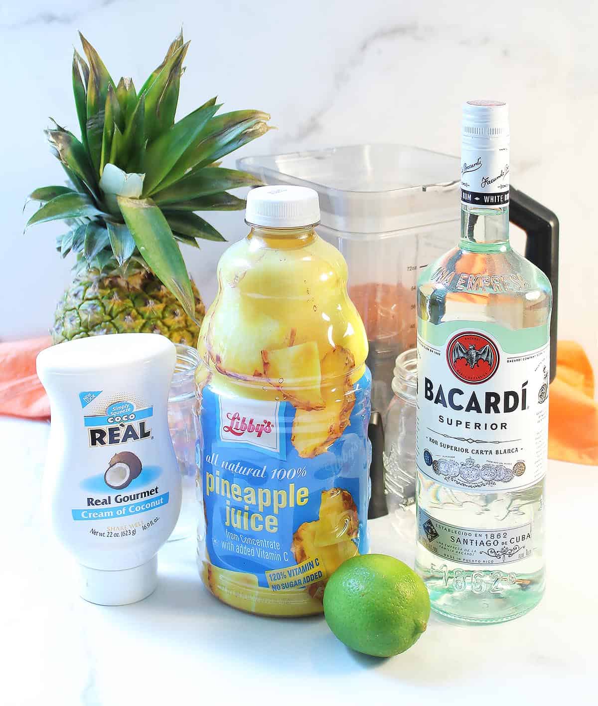Pina colada ingredients.