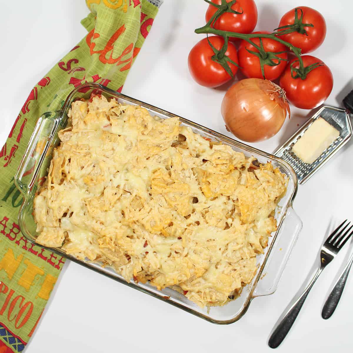 Overhead of easy Mexican casserole.